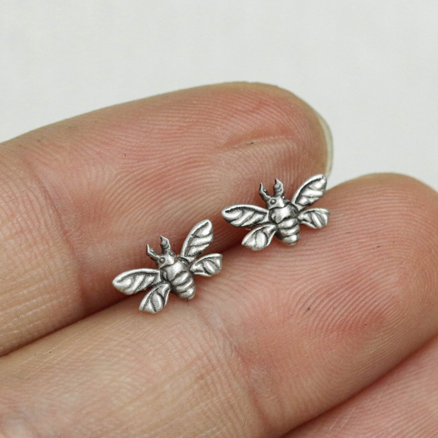 Sterling silver bee earrings, bee earrings, flower messenger, little bee earrings, gifts for her