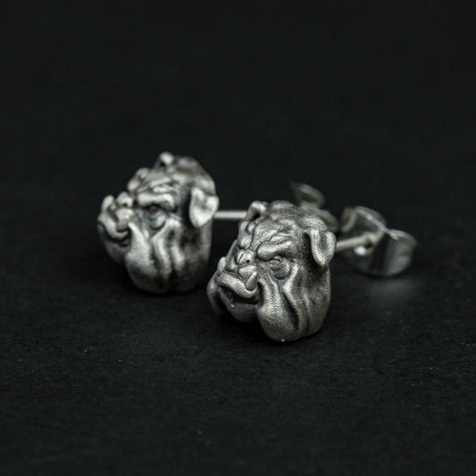 Sterling Silver Dog Head Stud Earrings, Dog Head Stud Earrings, Dog Stud Earrings, Animal Stud Earrings, Gift for Him