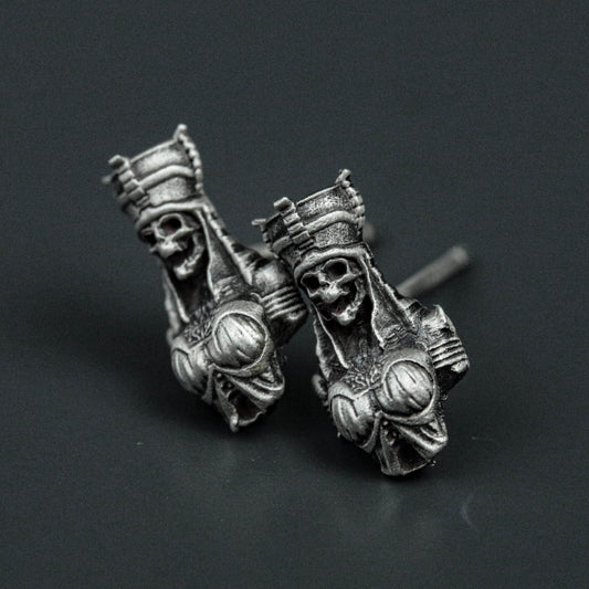 925 Sterling Silver Ancient Egyptian Goddess Earrings, Sterling Silver Earrings, Goddess Stud Earrings, Skull Stud Earrings