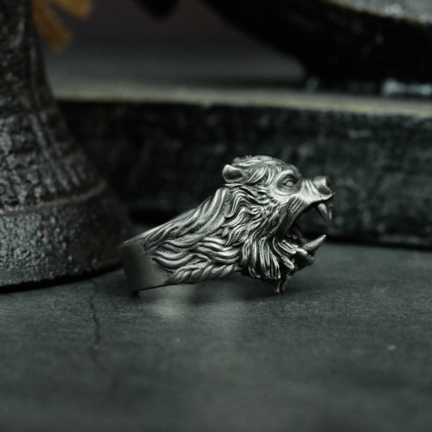 925 Silver Nordic Bear Animal Ring, Grizzly Bear Silver Men Punk Mens Jewelry, Ring For Men,Scandinavian Bear Handmade Men Biker Ring