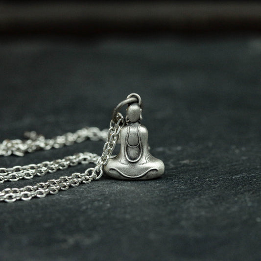 925 sterling silver monk pendant, monk necklace, buddhist pendant, buddhist jewelry, gift for her, lucky pendant