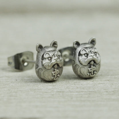 Lucky Fushou Egg 925 silver lucky Earrings, Dharma Egg Earrings, Good Luck Earrings, Craftsmen made