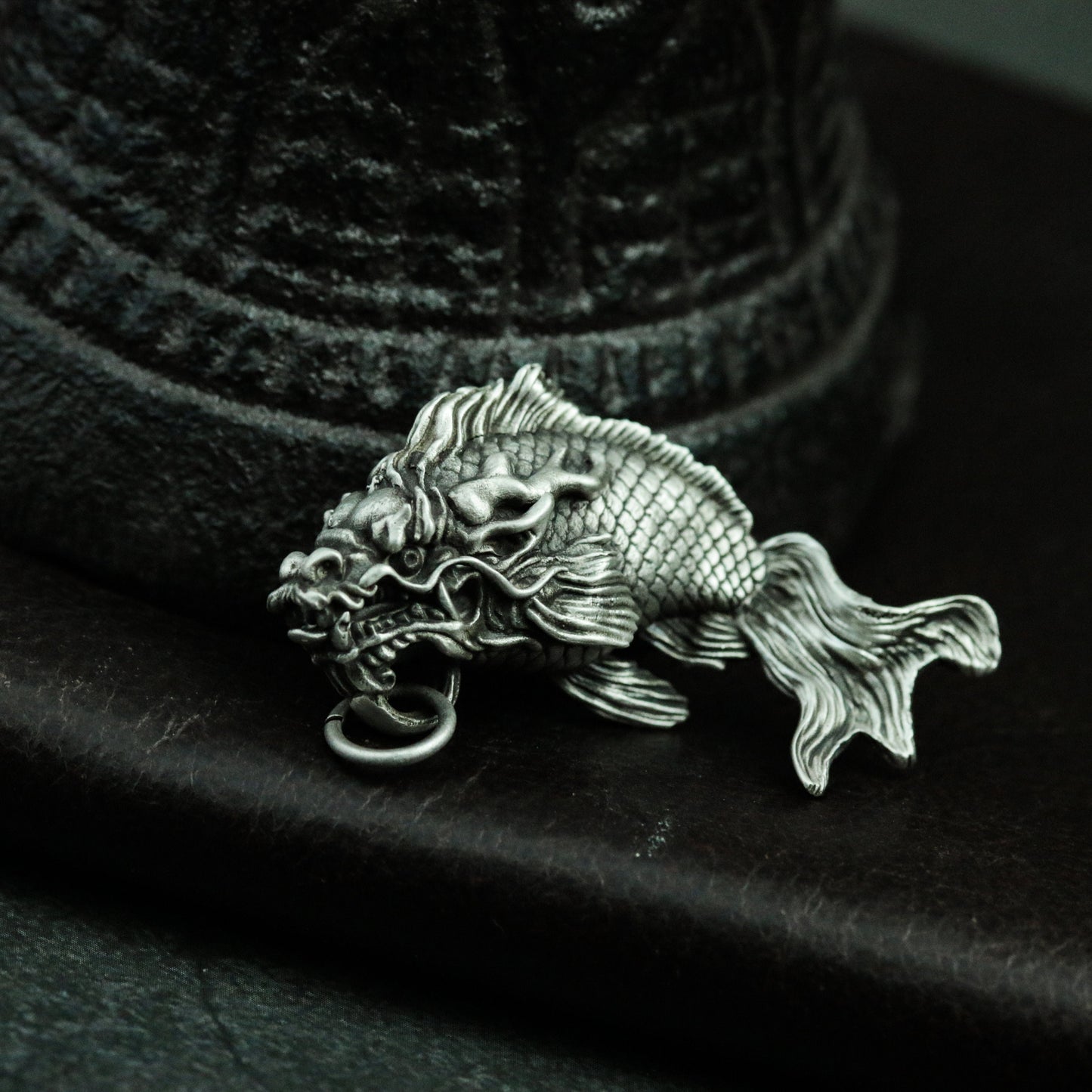 Dragon fish 925 silver pendant necklace, legend of carp turning into dragon, mythical animal dragon son silver handmade gift