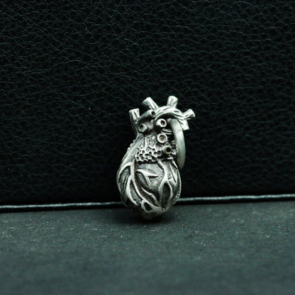 Human Heart 925 Silver Pendant Necklace, People Organ Silver Handmade Pendant Gift, Gothic Heart Necklace
