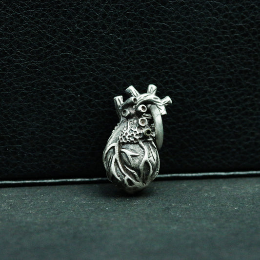 Human Heart 925 Silver Pendant Necklace, People Organ Silver Handmade Pendant Gift, Gothic Heart Necklace