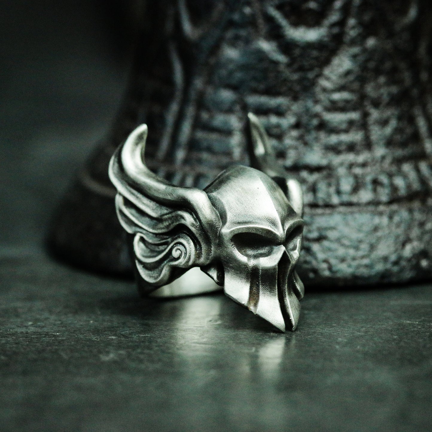 Flying Spartan Mask 925 Silver Ring, Wings Undead Spartan Silver Handmade Ring Gift