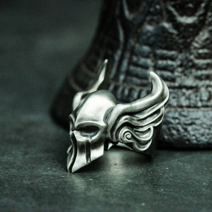 Flying Spartan Mask 925 Silver Ring, Wings Undead Spartan Silver Handmade Ring Gift - SATANHORN