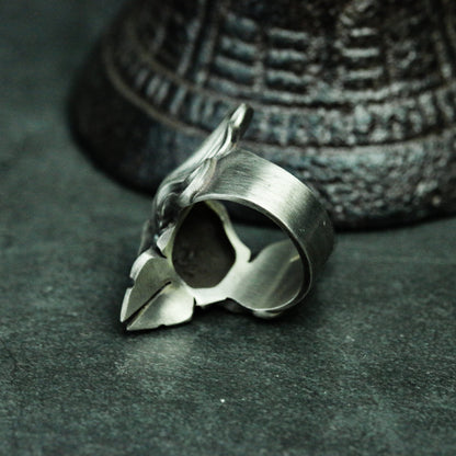 Flying Spartan Mask 925 Silver Ring, Wings Undead Spartan Silver Handmade Ring Gift - SATANHORN