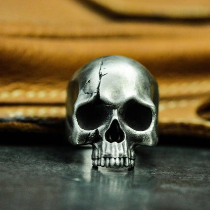 Broken Skull 925 Silver Ring, Gothic Skull, Cracked Jawless Skull, Silver Handmade Ring Gift - SATANHORN