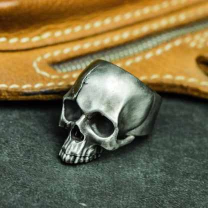 Broken Skull 925 Silver Ring, Gothic Skull, Cracked Jawless Skull, Silver Handmade Ring Gift - SATANHORN