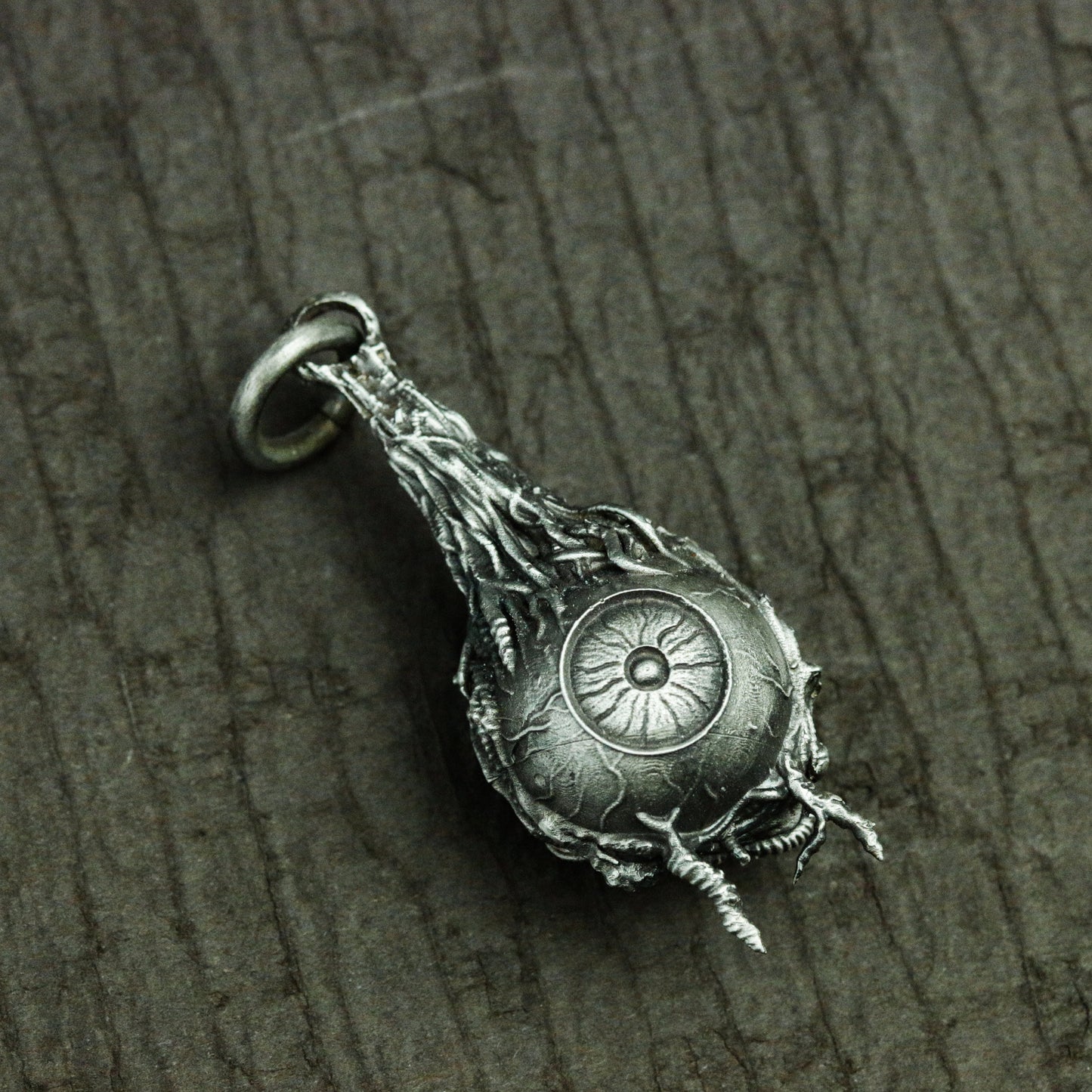 Cursed Eyeball 925 Silver Pendant Necklace, Gothic Eyeball, Evil Eye Reaper Eye, Silver Handmade Pendant Gift