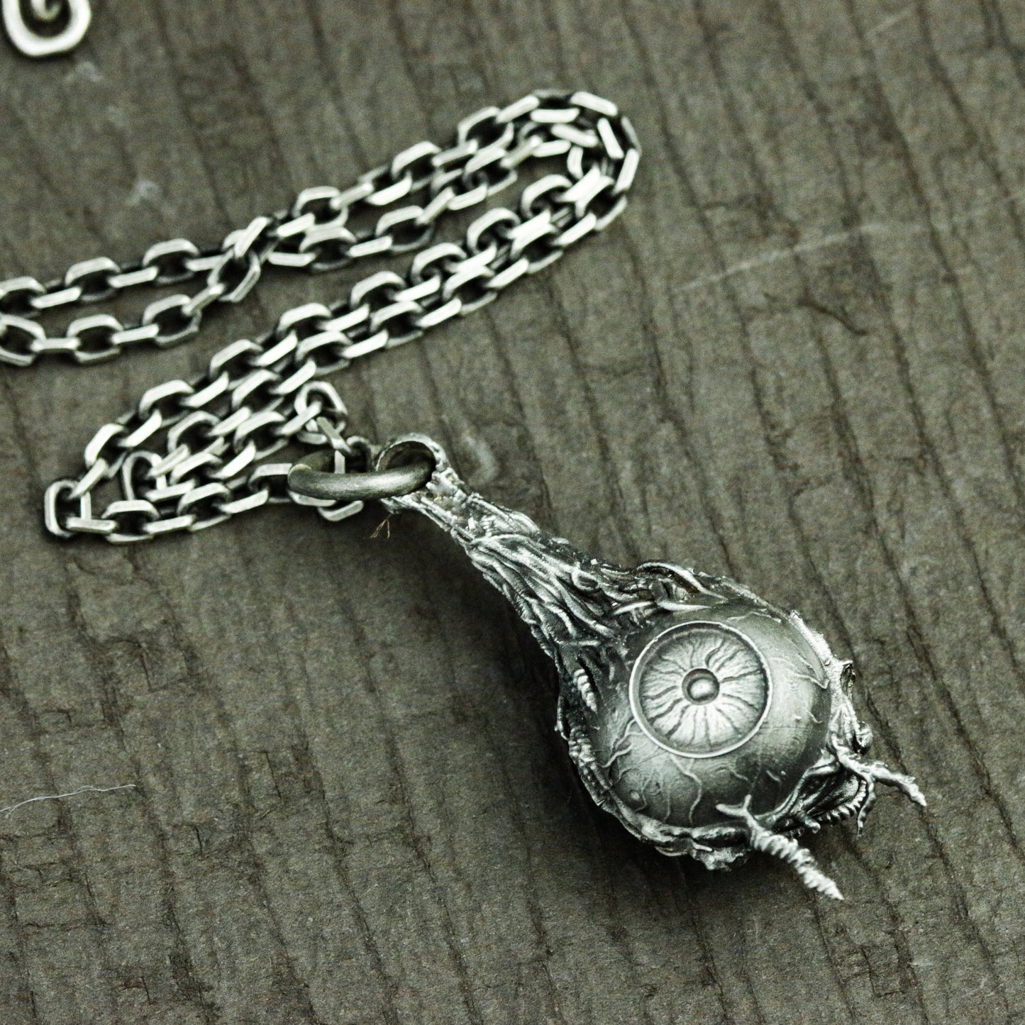 Cursed Eyeball 925 Silver Pendant Necklace, Gothic Eyeball, Evil Eye Reaper Eye, Silver Handmade Pendant Gift