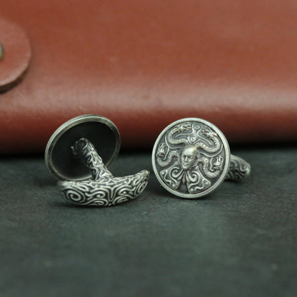 925 silver Medusa Cufflinks female snake god Cufflinks Greek Mythology Jewelry