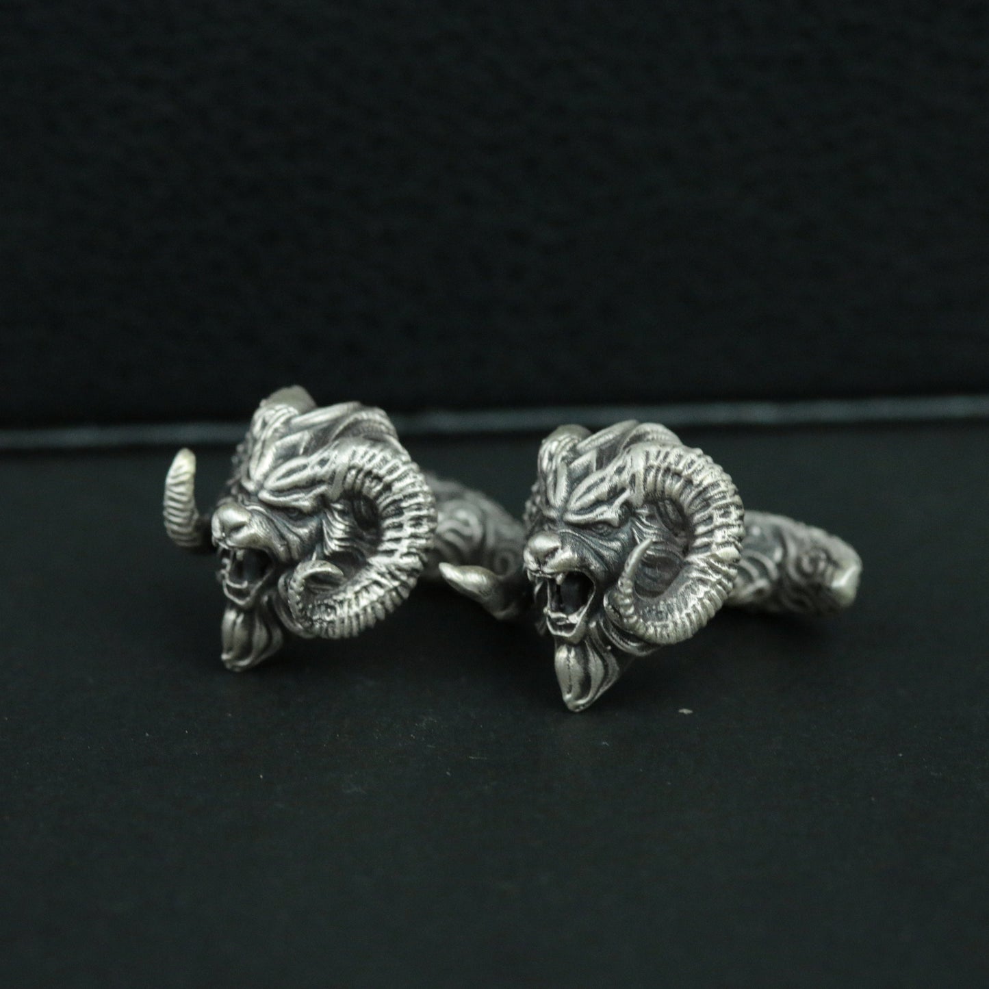 925 silver divine beast white zephyr lion head ram head cufflinks, men's ram cufflinks, silver wedding gift cufflinks