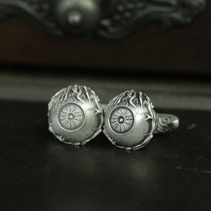 All-Seeing Eye Cufflinks - 925 Sterling Silver Dark Lord Design for Mythical Collectors