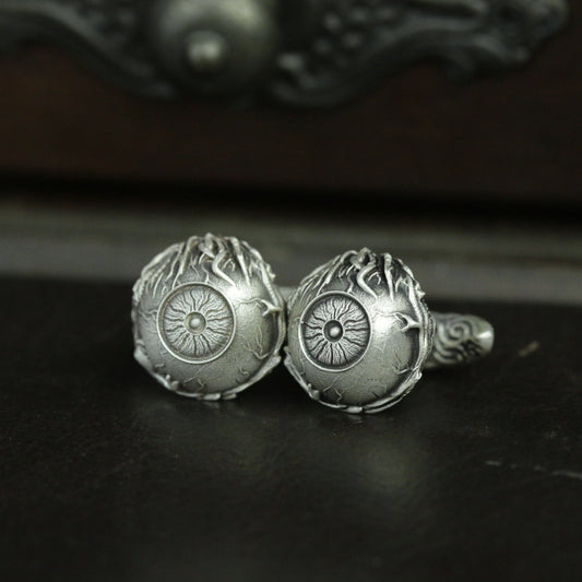 925 Silver Lost Devil's Pupil Eye of Sauron Cufflinks, Magic Lord of the Rings Cufflinks