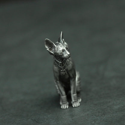Hairless cat 925 silver pendant necklace, Stephanie cat pendant