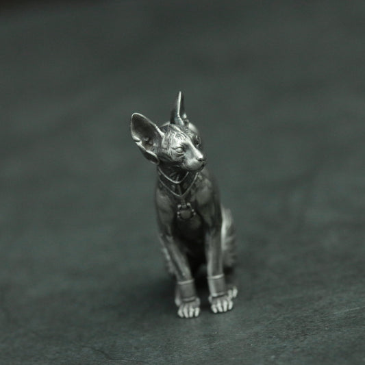 Hairless cat 925 silver pendant necklace, Stephanie cat pendant