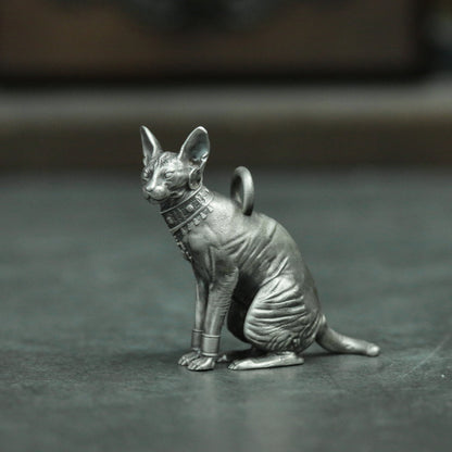 Hairless cat 925 silver pendant necklace, Stephanie cat pendant