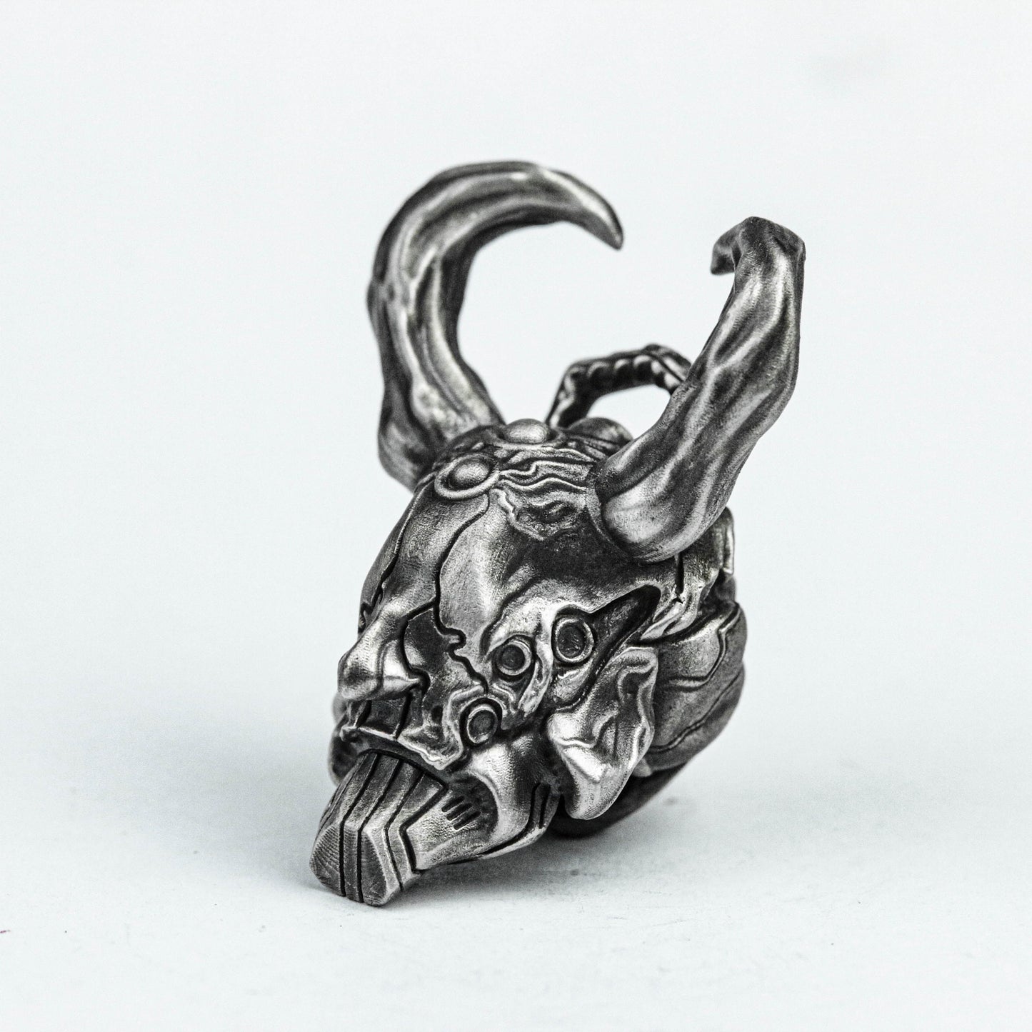 Mecha 9254 Sterling Silver Pendant, Handmade Custom Jewelry, Creature Pendant, Faceless 925 Sterling Silver Pendant, Brass Demon Pendant