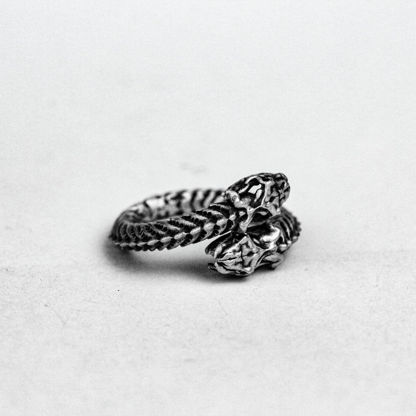 Double Headed Snake 925 Sterling Silver Ring, Open Ring Ring, Spine Brass Ring, Textured Open Ring, Adjustable Jewelry, Cutout Silver