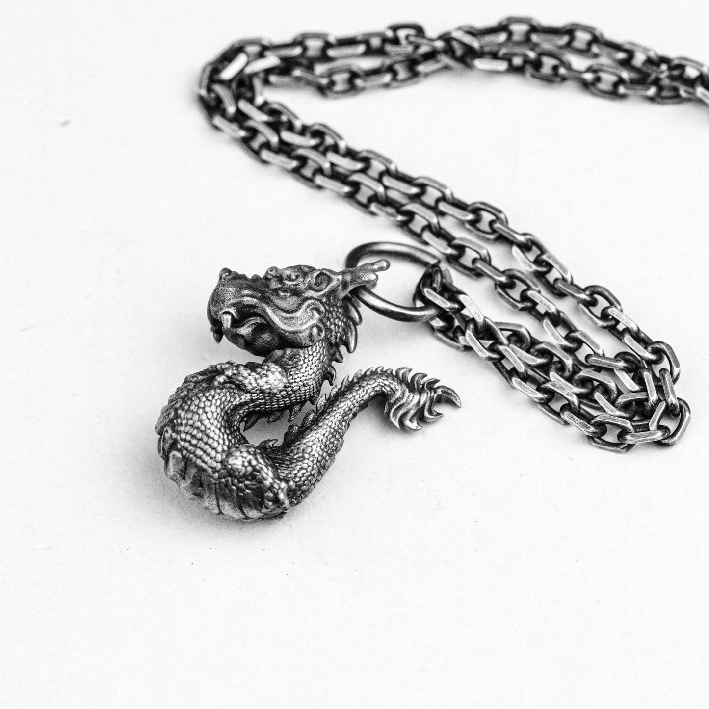 Chinese Dragon Pendant, Kylin Brass Pendant, Tang Lion Silver Pendant, Good Fortune Amulet Vintage Pendant, Men's and Women's Silver Jewelry