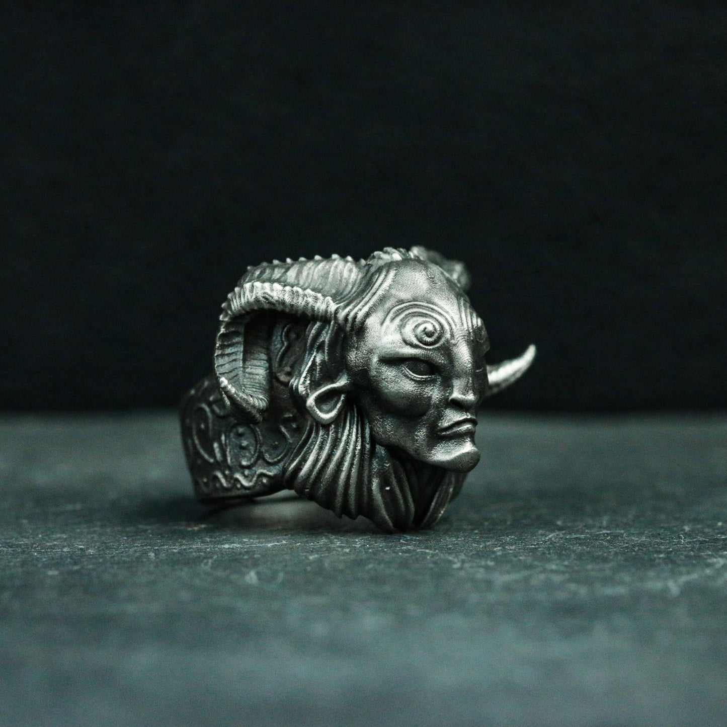 Faun Pan's Labyrinth 925 silver ring, demon genie silver jewelry, sheep god skull gift handmade pendant