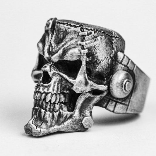 Frankenstein Rings, Skull 925 Sterling Silver Rings, Handmade Custom Jewelry, Men's Rings, Brass Vintage Rings, Biker Style Charms