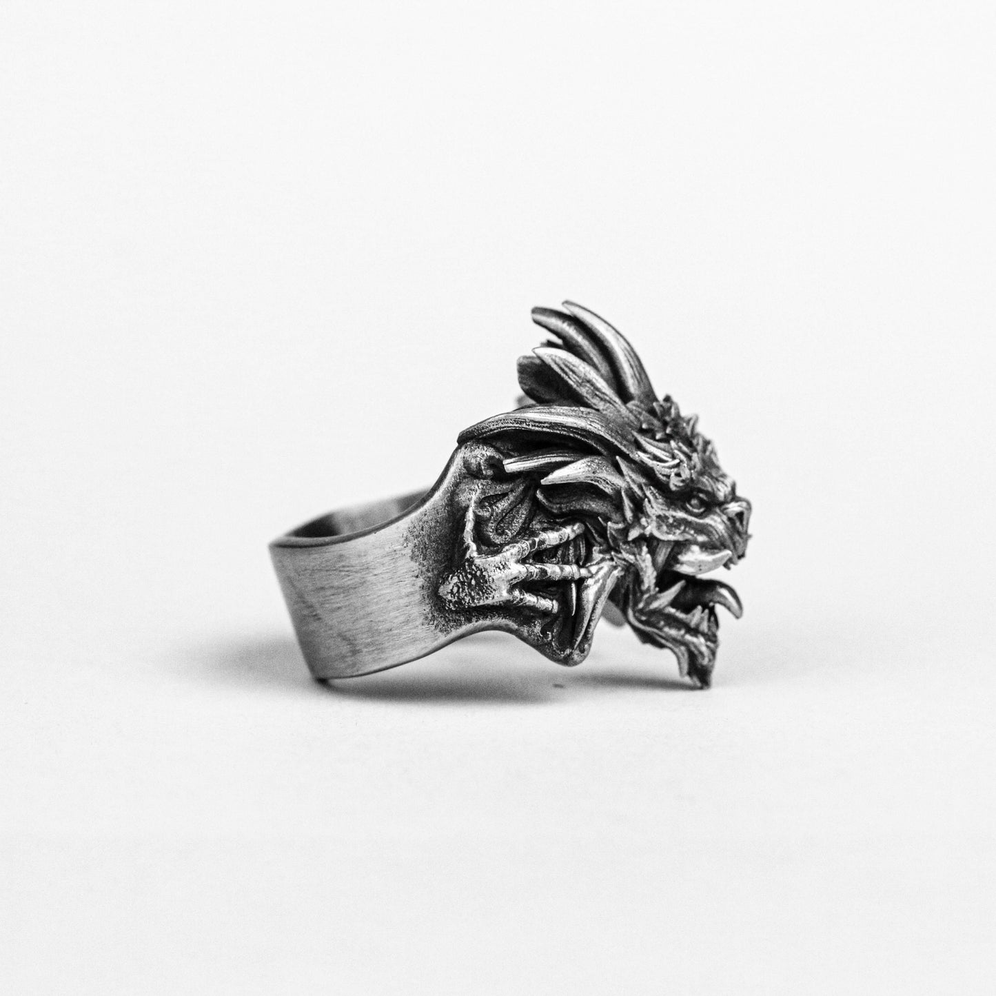 Dragon Emperor's Wrath Silver Ring, Demon Dragon Ring, 925 Sterling Silver Ring, Handmade Custom Jewelry, Men's Ring, Motorcycle Style Charm