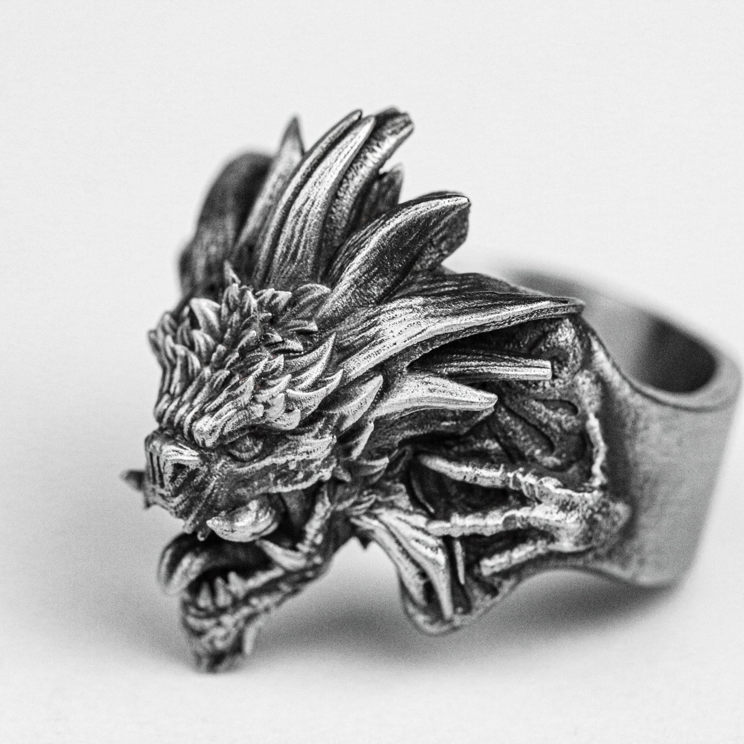 Dragon Emperor's Wrath Silver Ring, Demon Dragon Ring, 925 Sterling Silver Ring, Handmade Custom Jewelry, Men's Ring, Motorcycle Style Charm