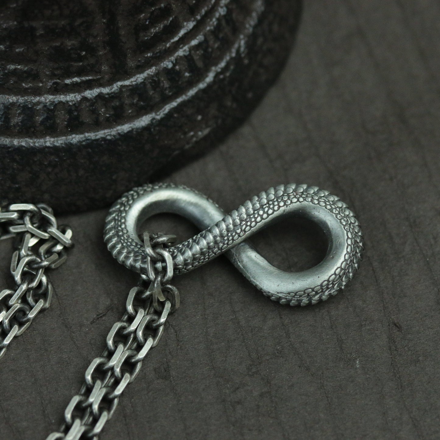 925 Sterling Silver Infinity Snake Pendant, Snake Necklace, Animal Pendant, Personalized Gift, Men's Necklace - Handmade