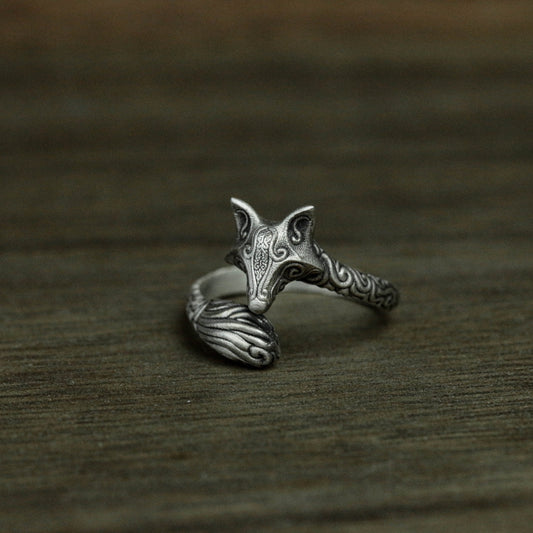 925 sterling silver fox ring, silver fox jewelry, animal ring, wildlife ring, gift for her