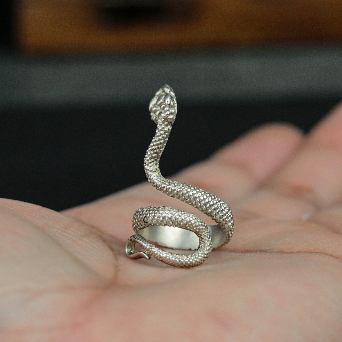 925 silver circling snake ring, viper ring, snake ring, silver snake ring, animal ring, gift for her