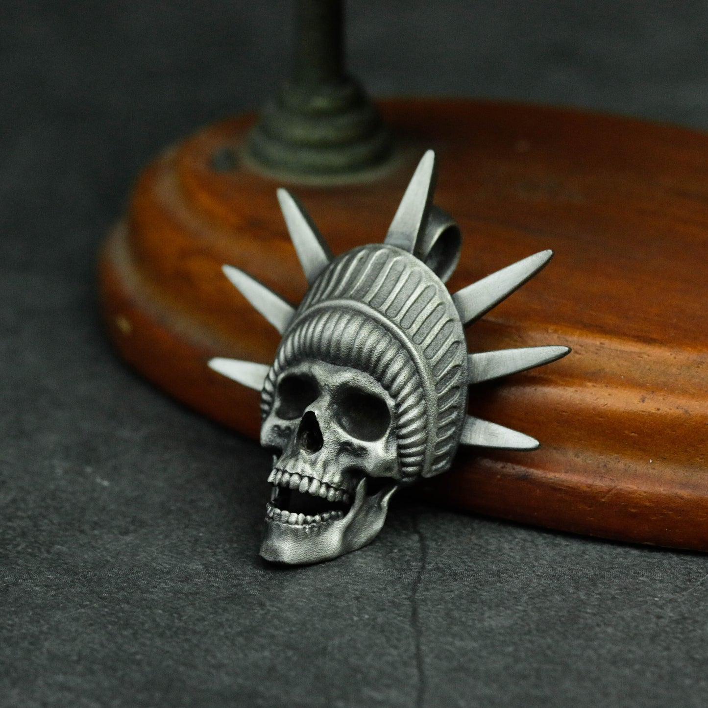 925 silver Lady Liberty skull pendant necklace