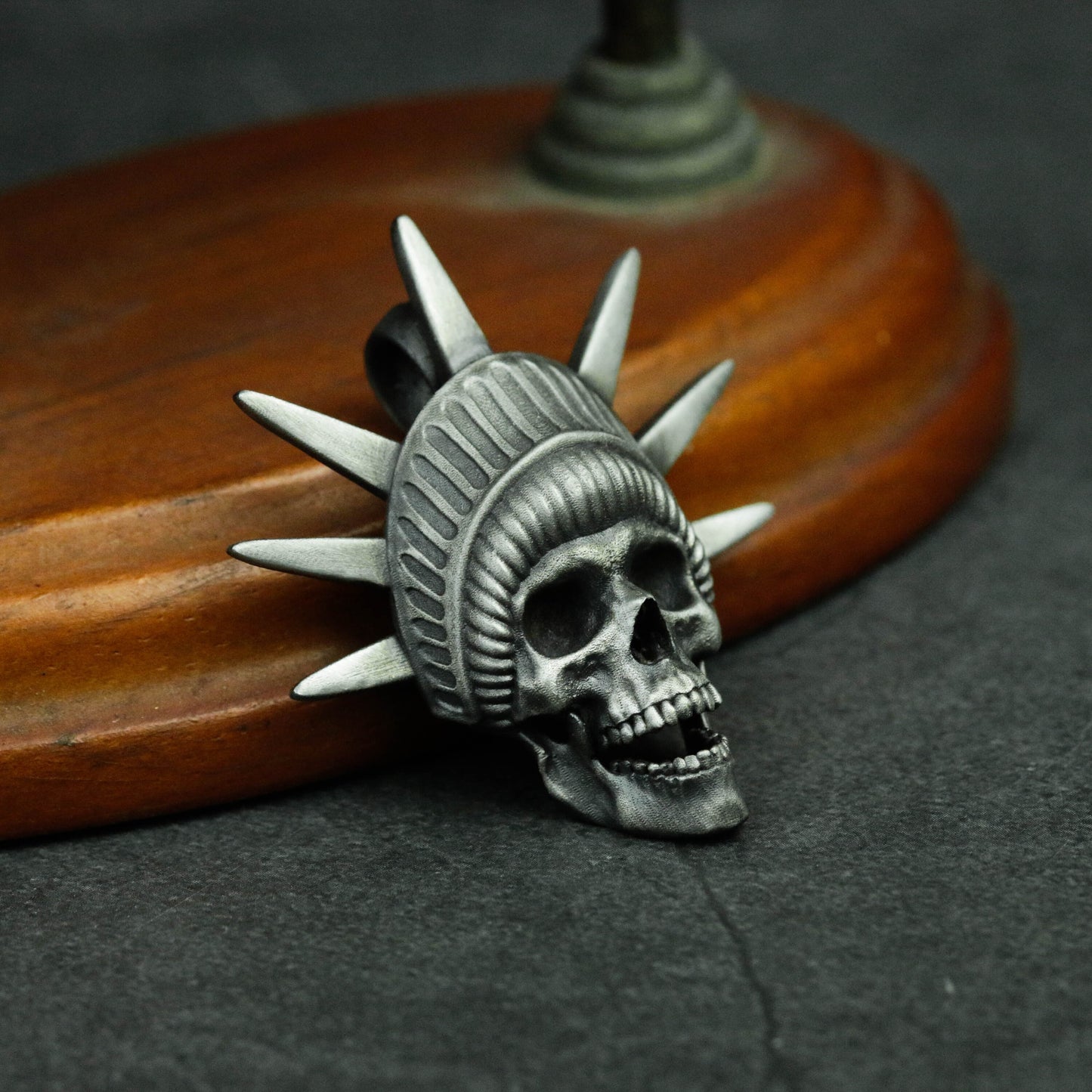 925 silver Lady Liberty skull pendant necklace