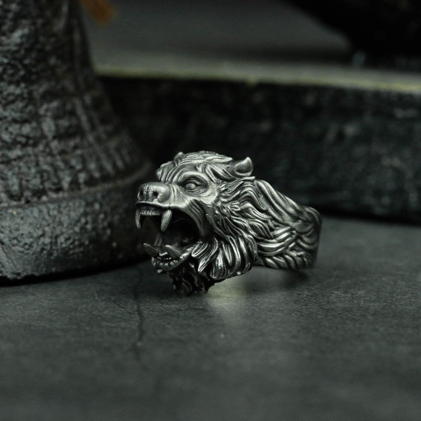 925 Silver Nordic Bear Animal Ring, Grizzly Bear Silver Men Punk Mens Jewelry, Ring For Men,Scandinavian Bear Handmade Men Biker Ring