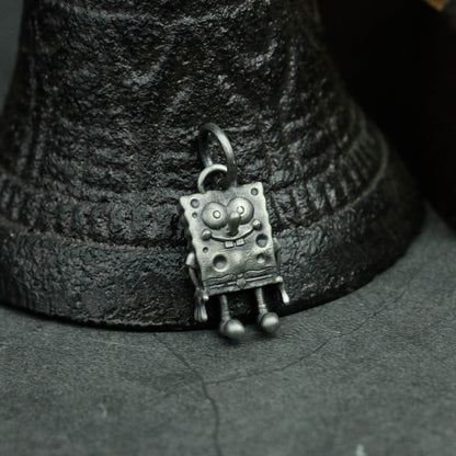 Tropical Sea Sponge 925 Silver Pendant - Artisan Cartoon Charm Necklace