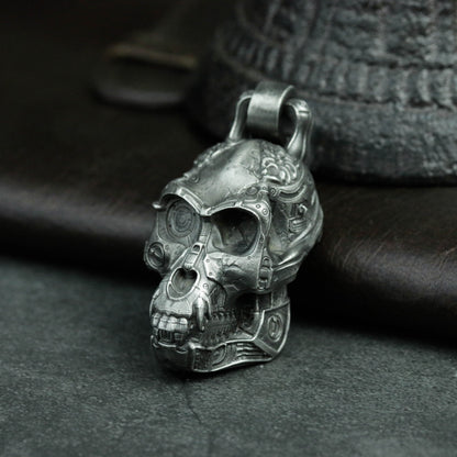925 silver cyberpunk mechanical gorilla pendant