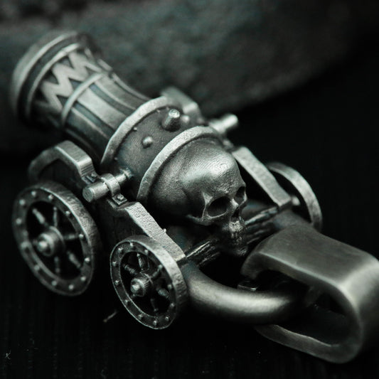 925 silver soul cannon pendant, skeleton chariot pendant, antique hand-carved cannonball pendant, miniature souvenir civil war toy pendant