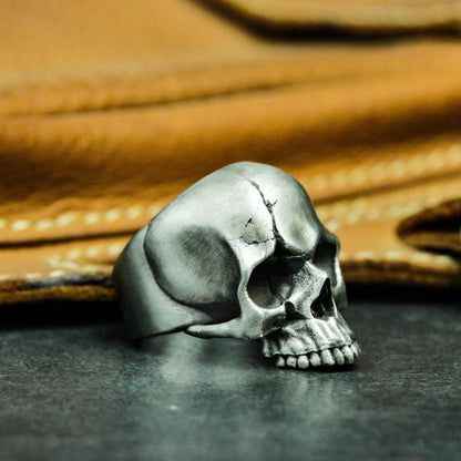 Broken Skull 925 Silver Ring, Gothic Skull, Cracked Jawless Skull, Silver Handmade Ring Gift - SATANHORN