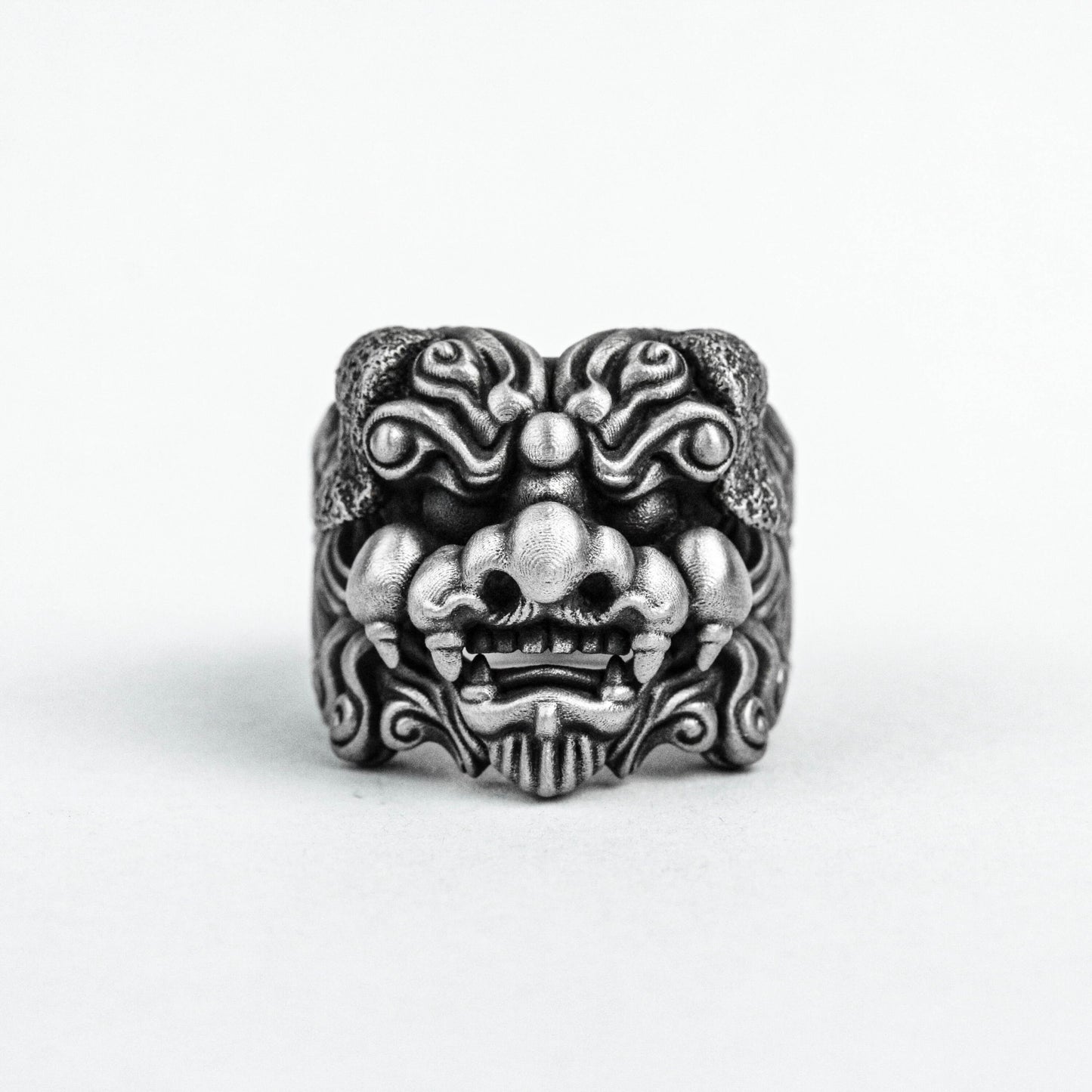 Chinese style ring. 925 Sterling Silver Lion Ring, Tang Lion Brass Ring, Peace Amulet Mascot Spirit Beast Sacred Qilin Faith