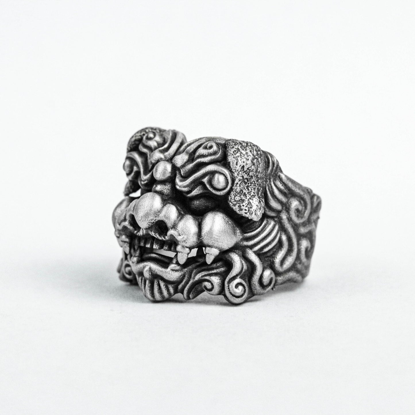 Chinese style ring. 925 Sterling Silver Lion Ring, Tang Lion Brass Ring, Peace Amulet Mascot Spirit Beast Sacred Qilin Faith