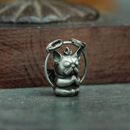 Little Devil Shar Pei Silver Pendant Necklace, Alternative Angel Devil Pendant, God's Dog