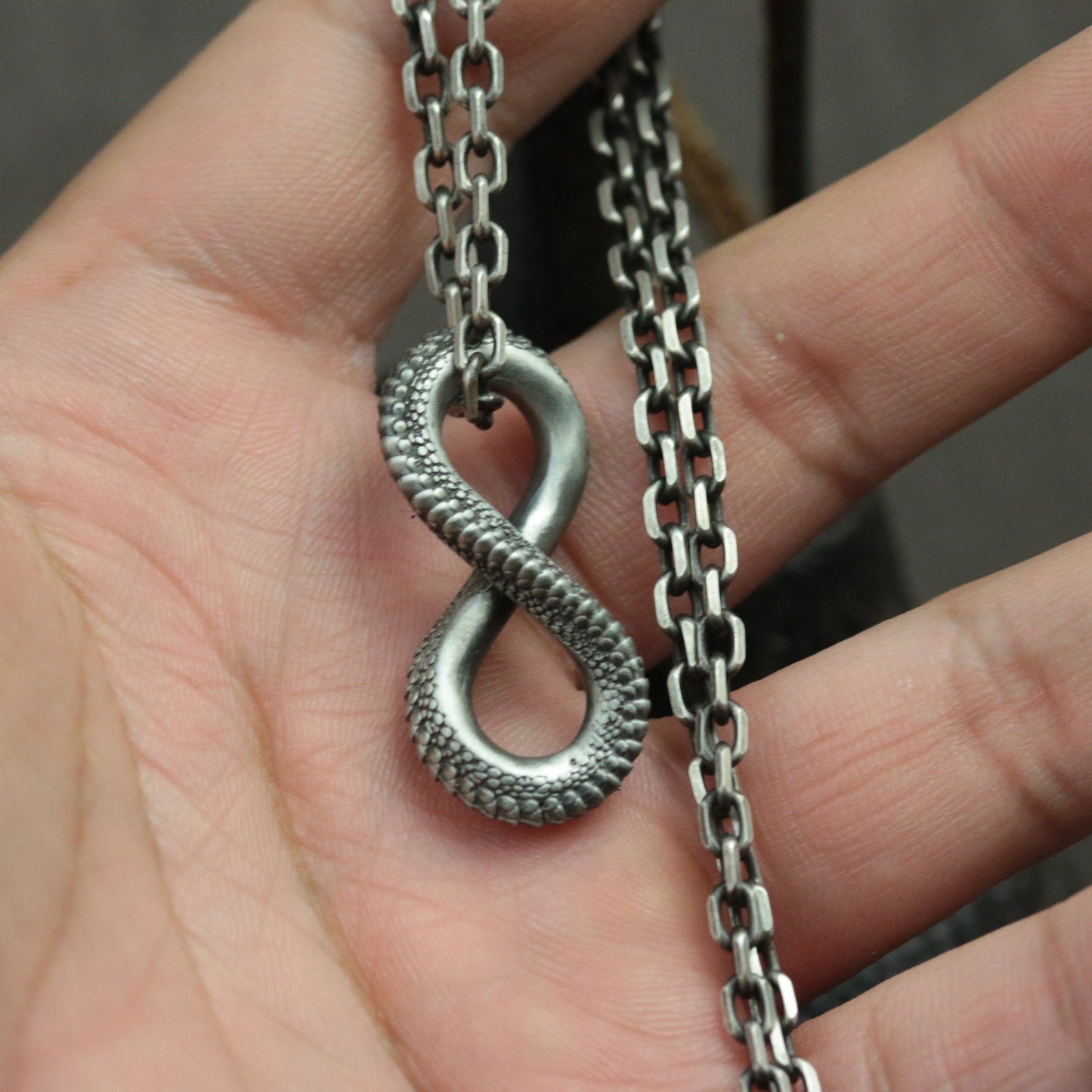 925 Sterling Silver Infinity Snake Pendant, Snake Necklace, Animal Pendant, Personalized Gift, Men's Necklace - Handmade