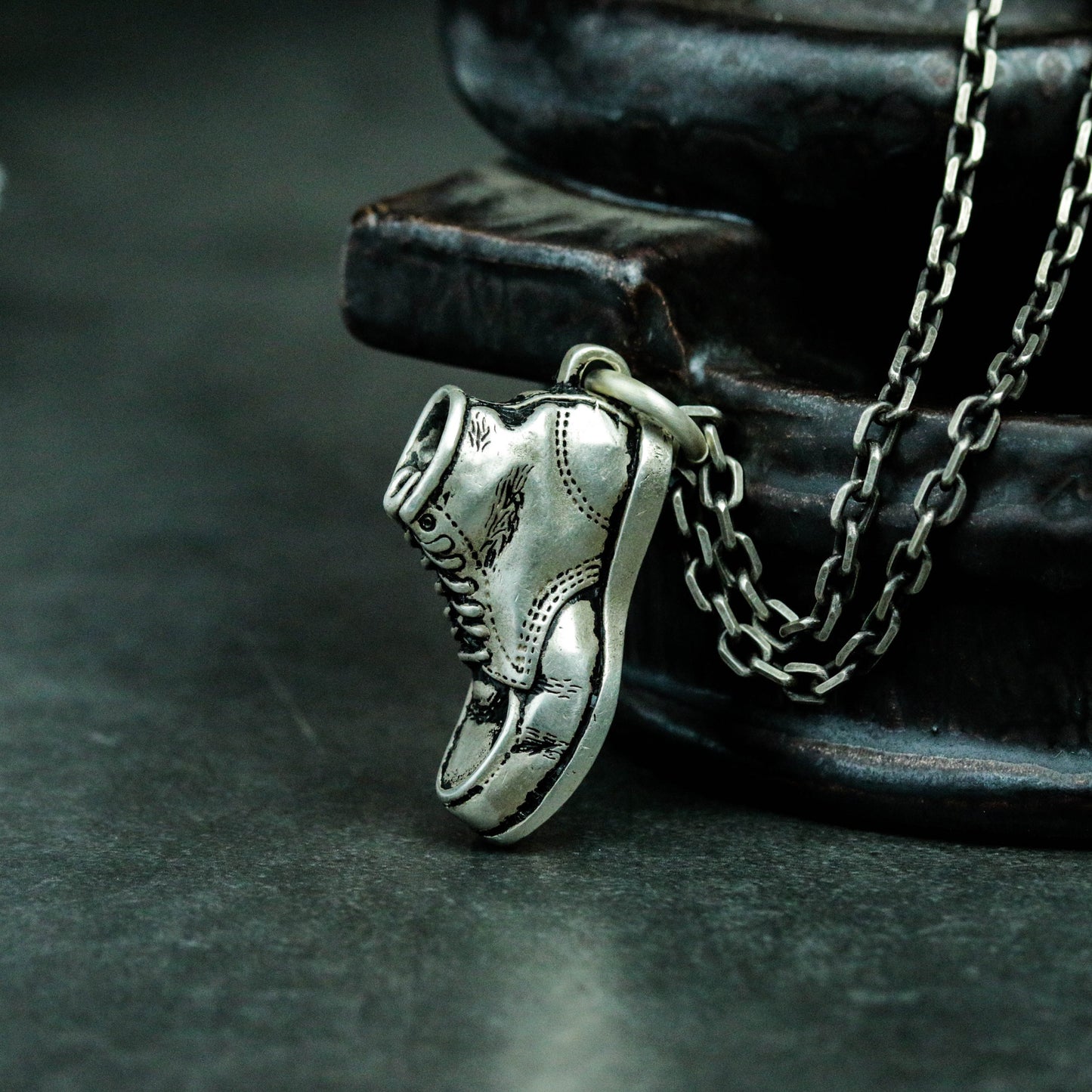 Handmade boots 925 silver pendant necklace, AJ boots silver pendant, shoes handmade design men’s pendant