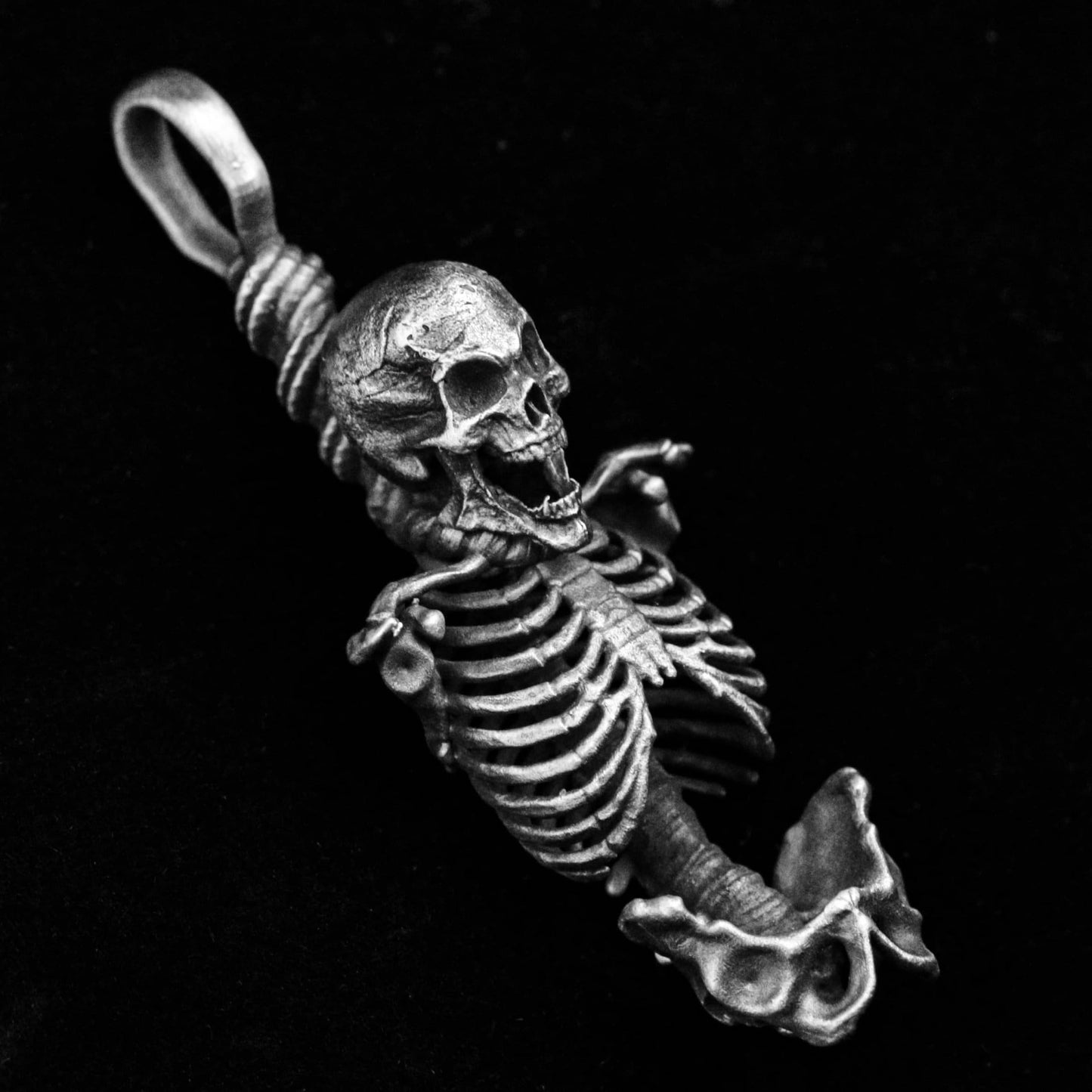 Roaring Skull 925 Sterling Silver Pendant, Bone Brass Pendant, Dark Skull Necklace, Dead Soul Accessories, Soul Custom Made