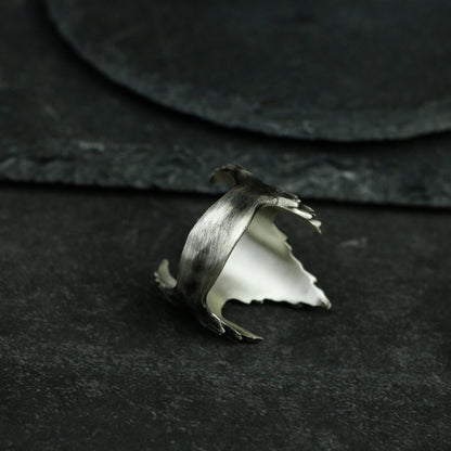 Enigmatic Smile Silver Ring - Villainous Grin Design Men's Artisan Jewelry - SATANHORN