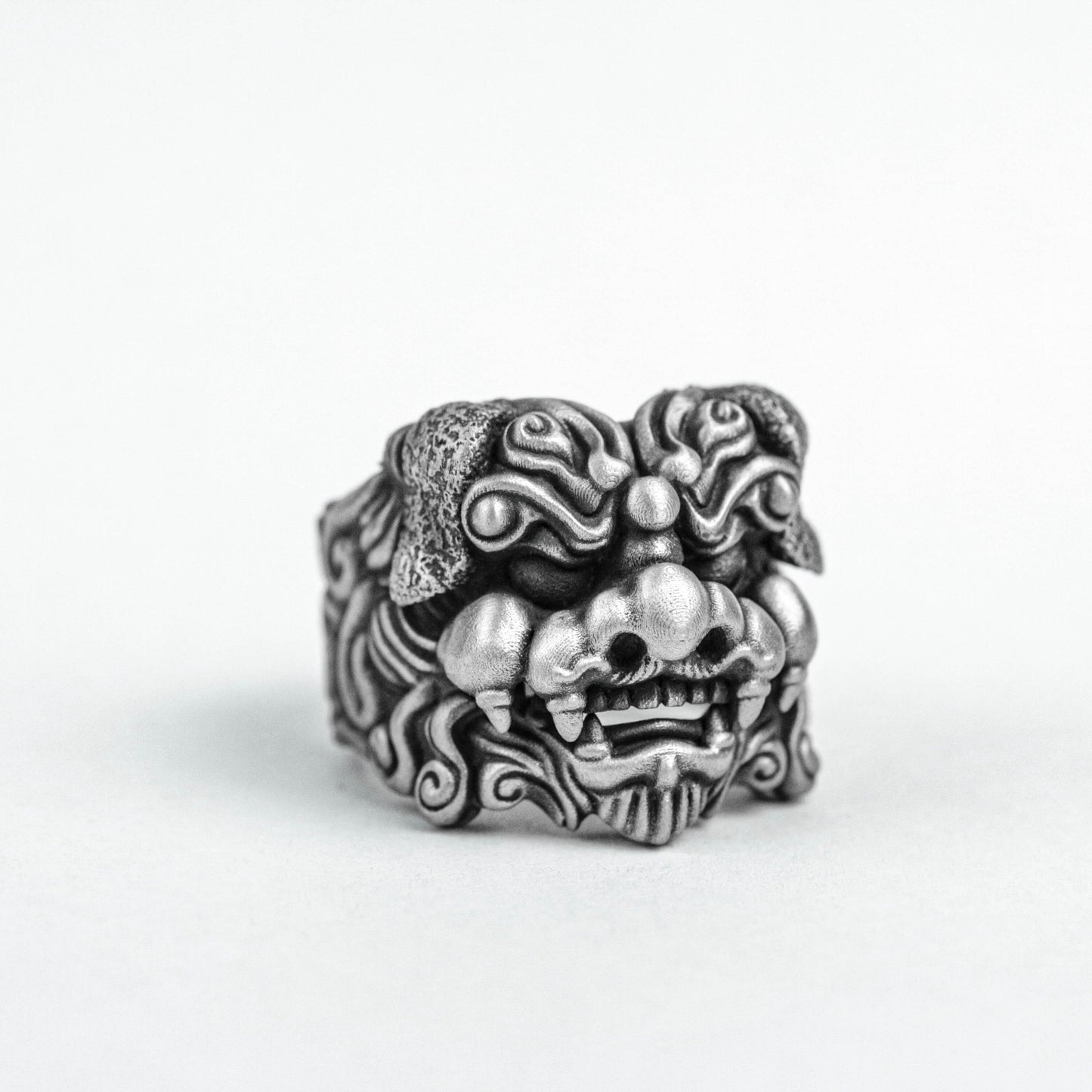 Chinese style ring. 925 Sterling Silver Lion Ring, Tang Lion Brass Ring, Peace Amulet Mascot Spirit Beast Sacred Qilin Faith