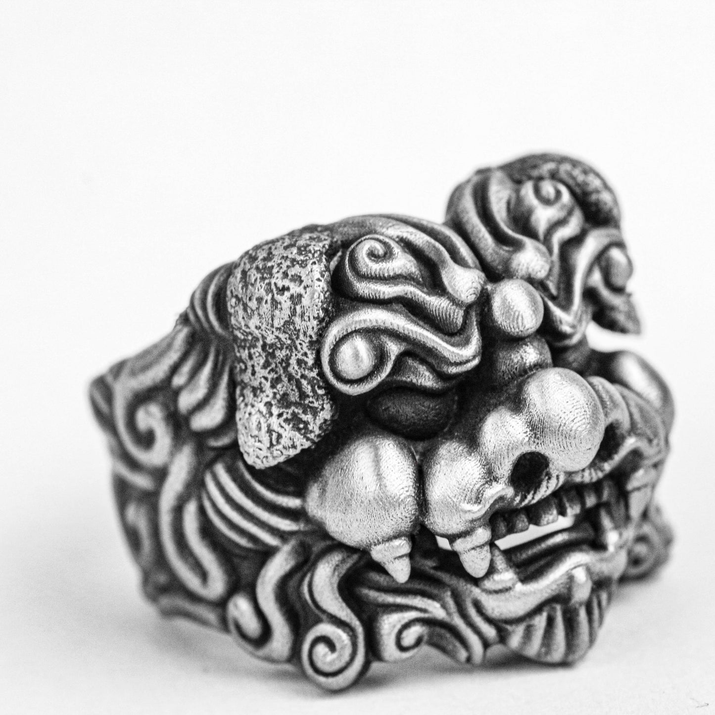 Chinese style ring. 925 Sterling Silver Lion Ring, Tang Lion Brass Ring, Peace Amulet Mascot Spirit Beast Sacred Qilin Faith