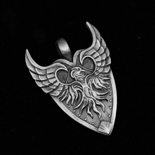 Phoenix Battle Brand Pendant, Artwork, Custom Textured Brass Pendant, Flying Wing Pendant, Handmade Custom Pendant